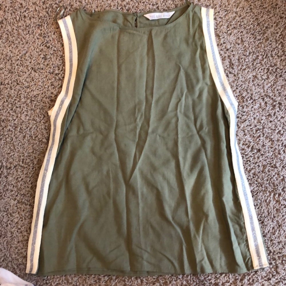 Zara army green tank with silver stripes on side